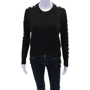 Zoe Jordan Womens Cotton Check Patterned Crew Neck Casual Sweater Size M